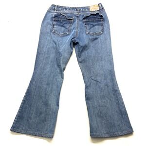 Vintage Glo Jeans Girls 14 30x25.5 Blue Denim Stretch Medium Wash Mid-Rise Flare